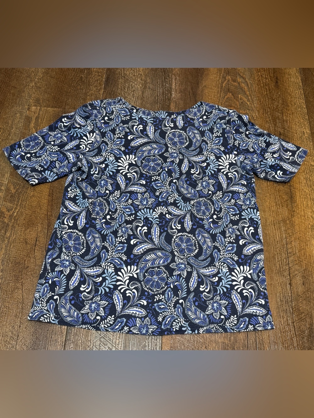 Blair Blue Floral Paisley Short Sleeve Top